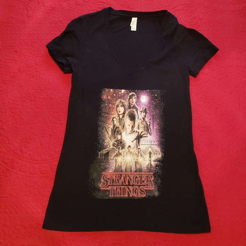Stranger Things Netflix Sci-fi V-neck Fitted Tee